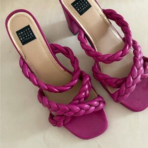 White House Black Market Fuchsia Braided Heels